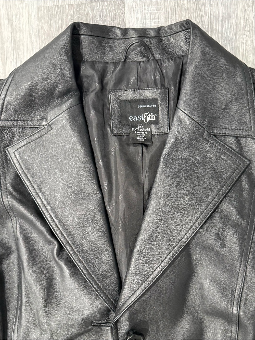 East 5th Womens Black Genuine Leather Button Front Lined Blazer Jacket 3X - Picture 3 of 11